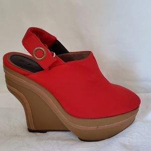 Marni Red Cotton Wedge